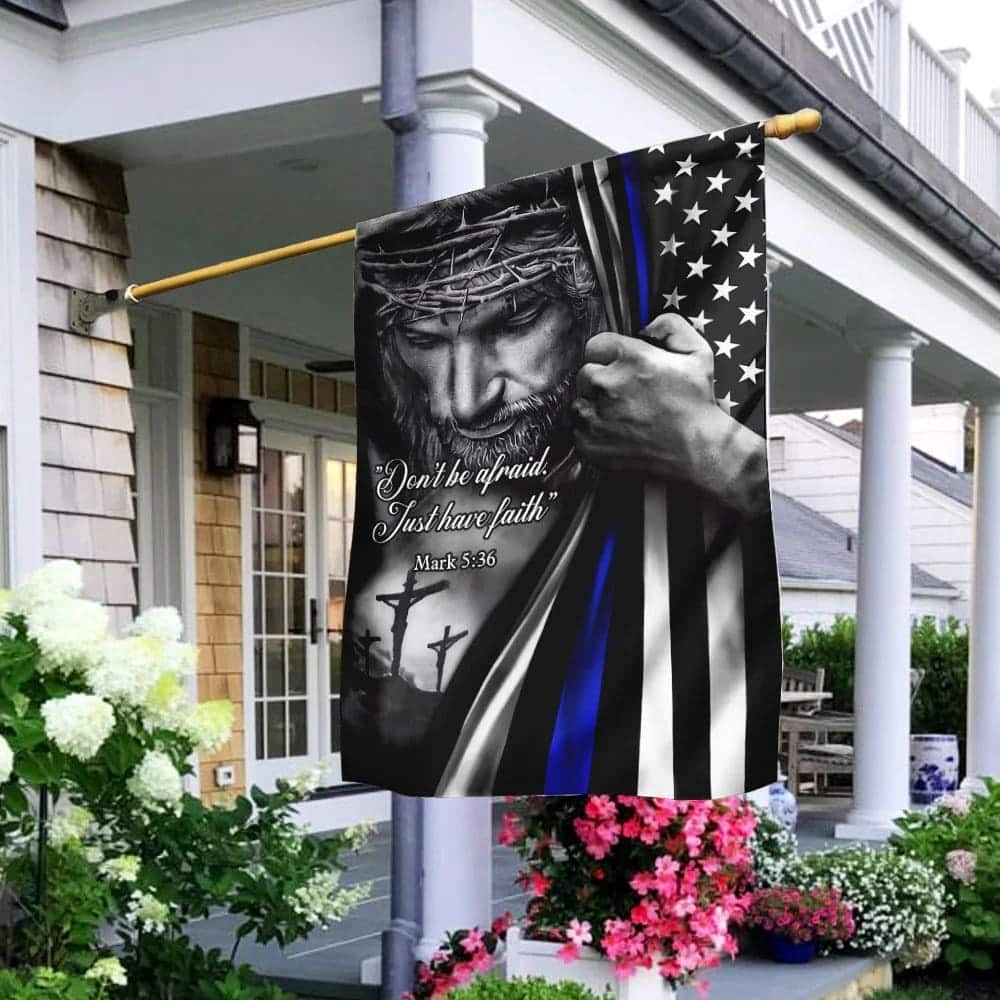 God Jesus Thin Blue Lives Law Enforcement Religious Christian Garden Flag God Jesus Thin Blue Lives Law Enforcement Religious Christian Garden Flag