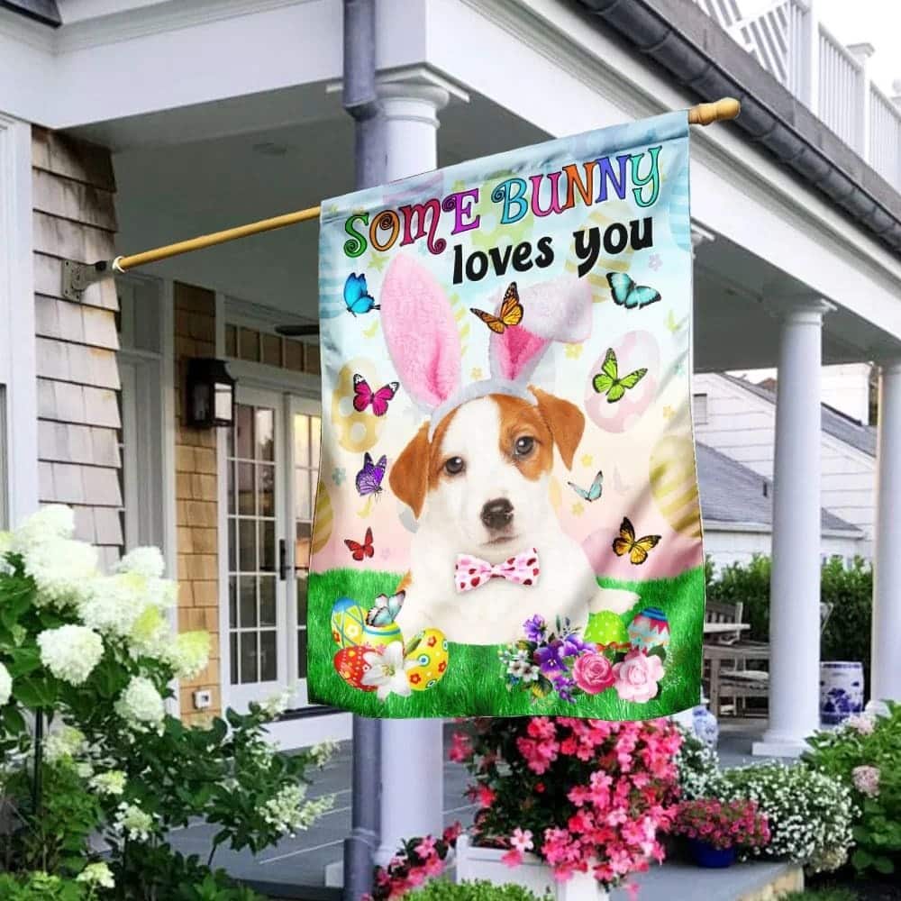 Jack Russell Terrier Easter Some Bunny Loves You Religious Happy Easter Gift Garden Flag Jack Russell Terrier Easter Some Bunny Loves You Religious Happy Easter Gift Garden Flag