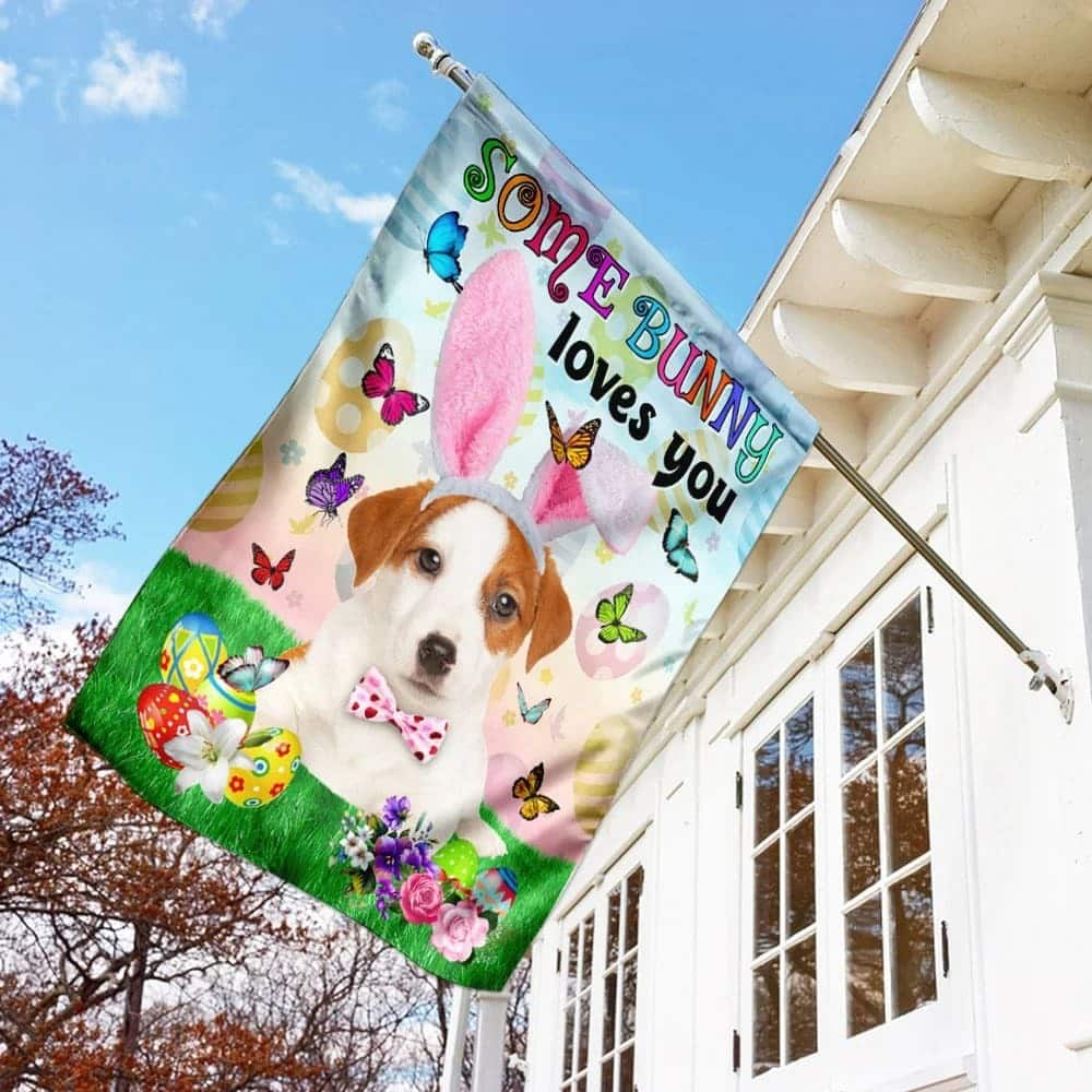 Jack Russell Terrier Easter Some Bunny Loves You Religious Happy Easter Gift Garden Flag Jack Russell Terrier Easter Some Bunny Loves You Religious Happy Easter Gift Garden Flag