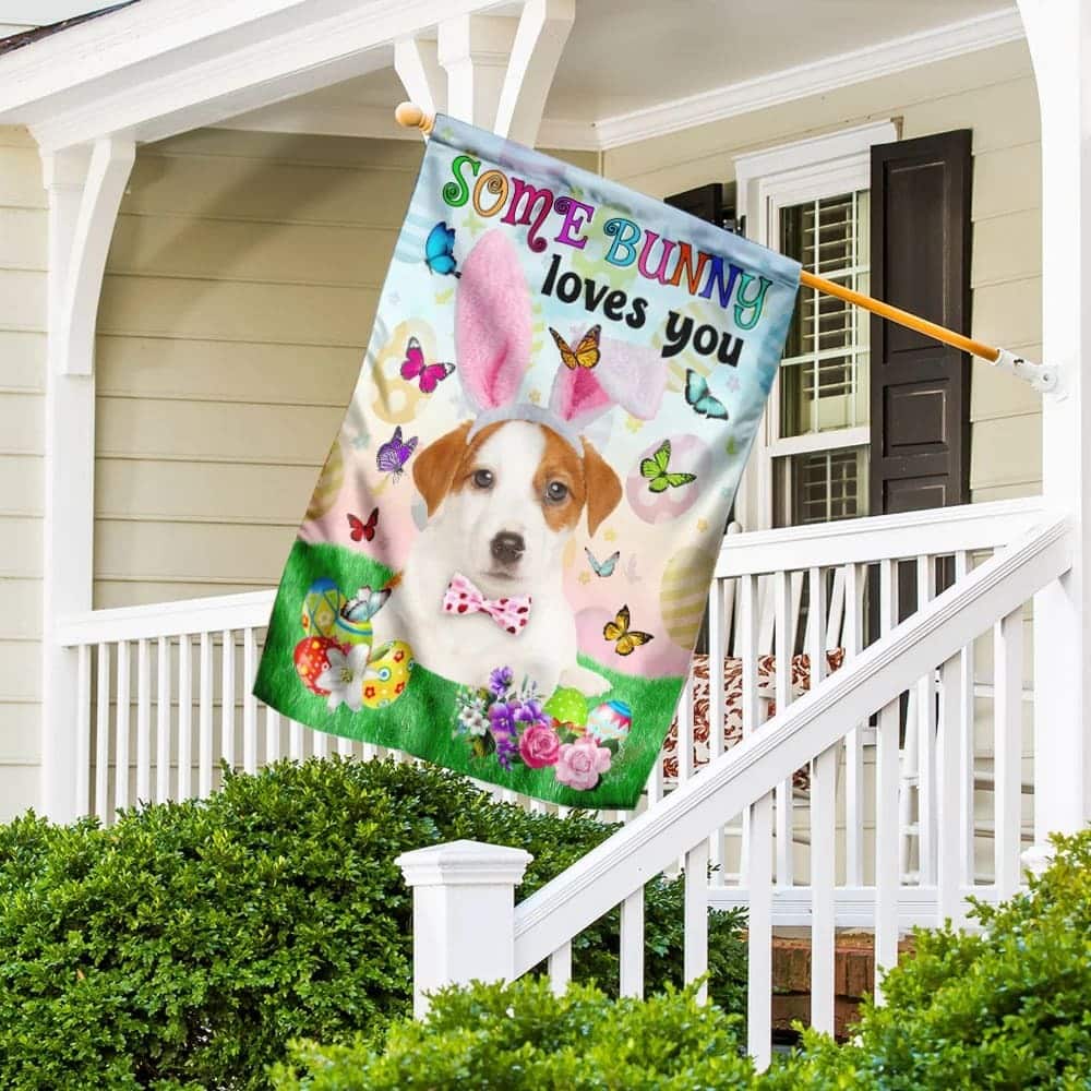Jack Russell Terrier Easter Some Bunny Loves You Religious Happy Easter Gift Garden Flag Jack Russell Terrier Easter Some Bunny Loves You Religious Happy Easter Gift Garden Flag