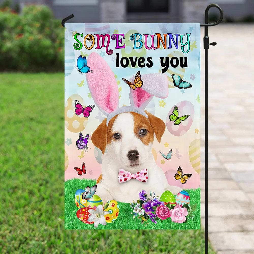 Jack Russell Terrier Easter Some Bunny Loves You Religious Happy Easter Gift Garden Flag Jack Russell Terrier Easter Some Bunny Loves You Religious Happy Easter Gift Garden Flag