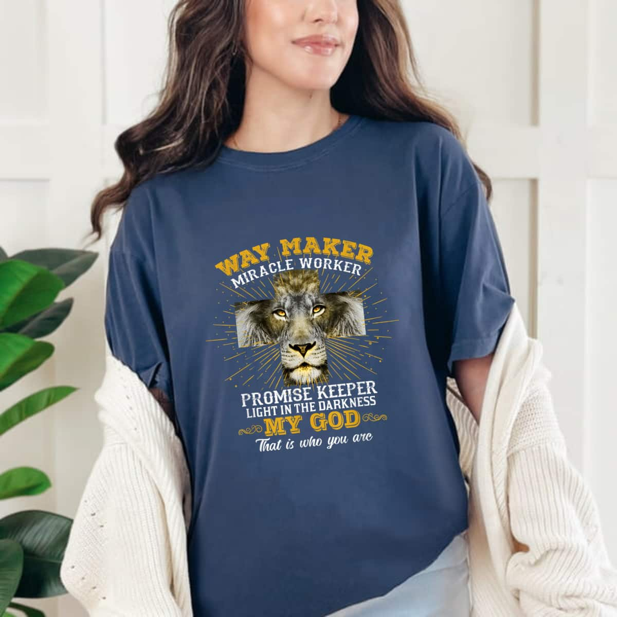 Christian Bible Verse Lion Of Judah Bible Verse Way Maker Miracle Worker T-Shirt