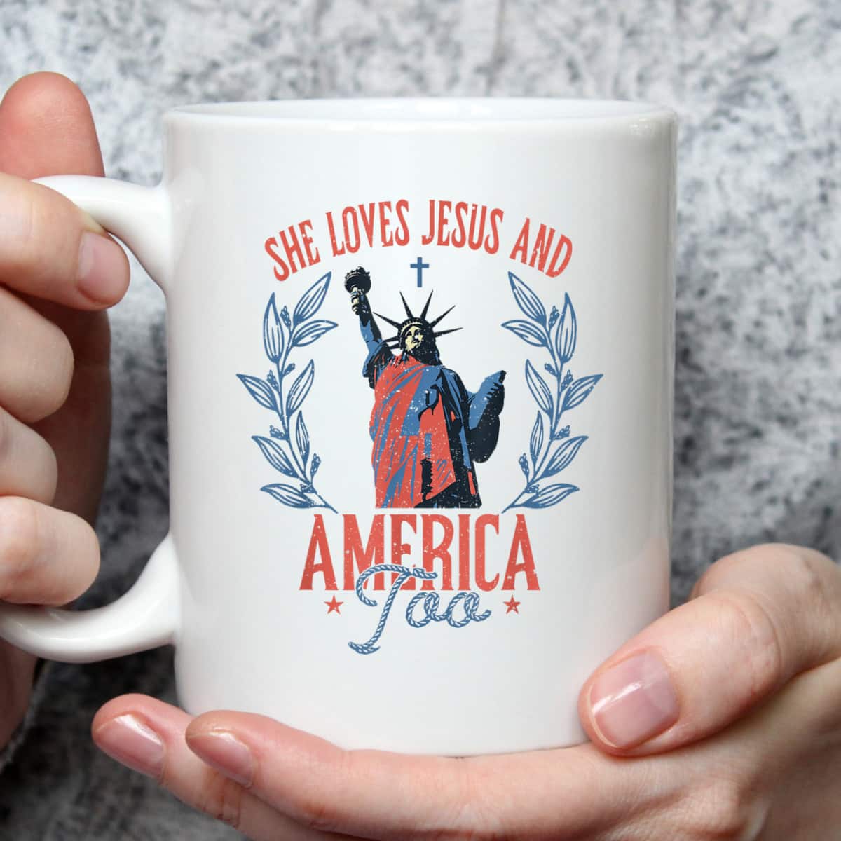 She Loves Jesus And America Too 4th Of July Christian T-Shirt She Loves Jesus And America Too 4th Of July Christian T-Shirt