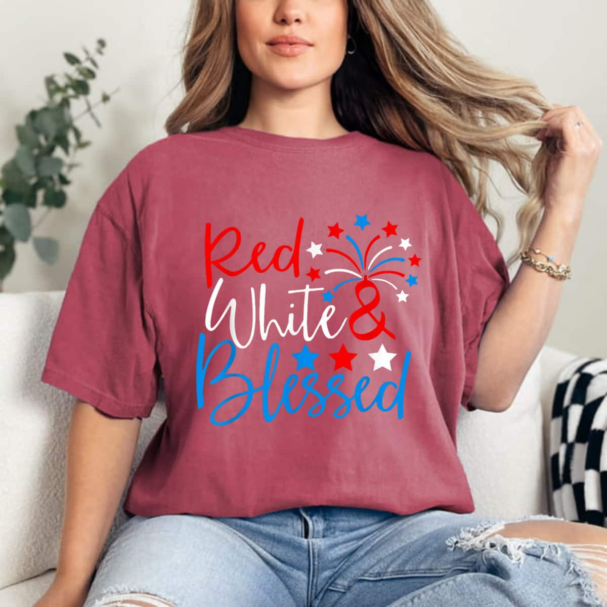 Red White And Blessed 4th Of July Independence Day T-Shirt