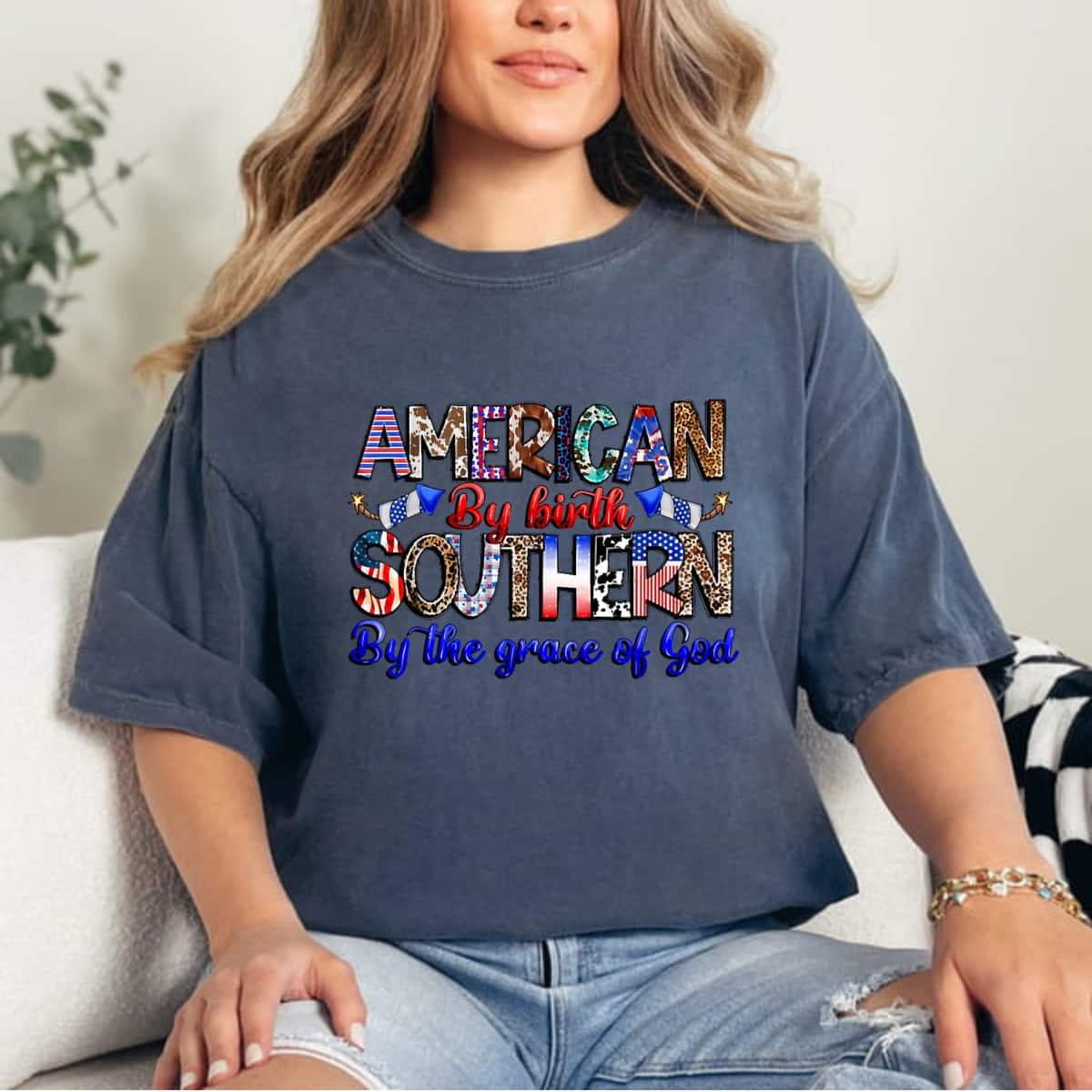 American By Birth Southern By The Grace Of God 4th Of July T-Shirt