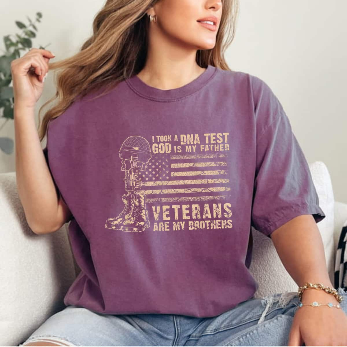 I Took A DNA Test God Is My Father Veterans Are My Brother 4th Of July Veterans T-Shirt