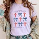 Coquette Bow 4th Of July Independence Day Christian Cross T-Shirt Coquette Bow 4th Of July Independence Day Christian Cross T-Shirt