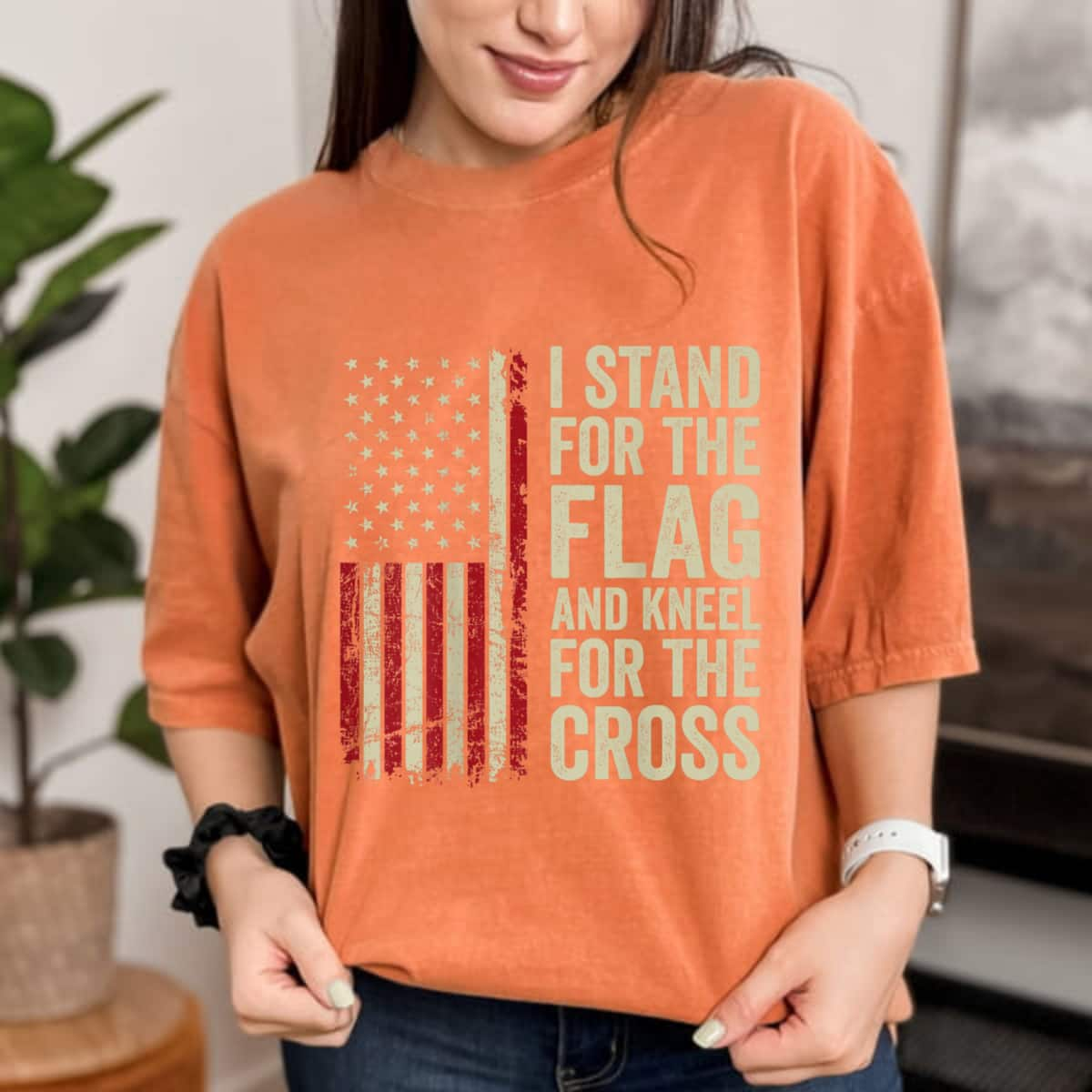 I Stand For The Flag And Kneel For The Cross 4th Of July T-Shirt