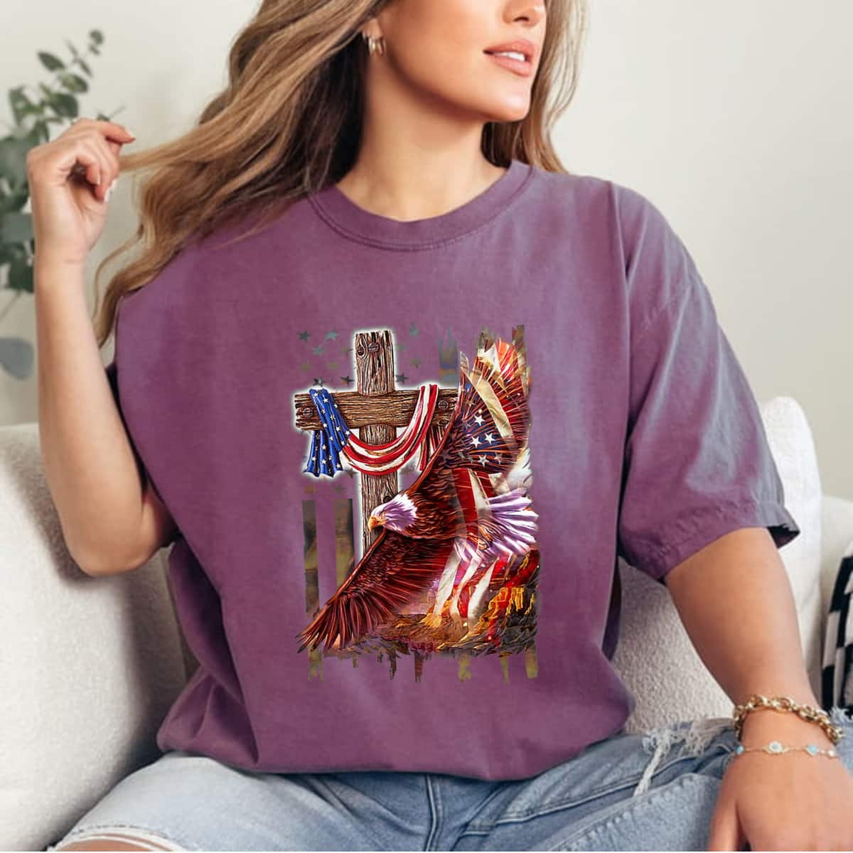 Cross Christian Jesus Eagle Flag American 4th Of July T-Shirt Cross Christian Jesus Eagle Flag American 4th Of July T-Shirt