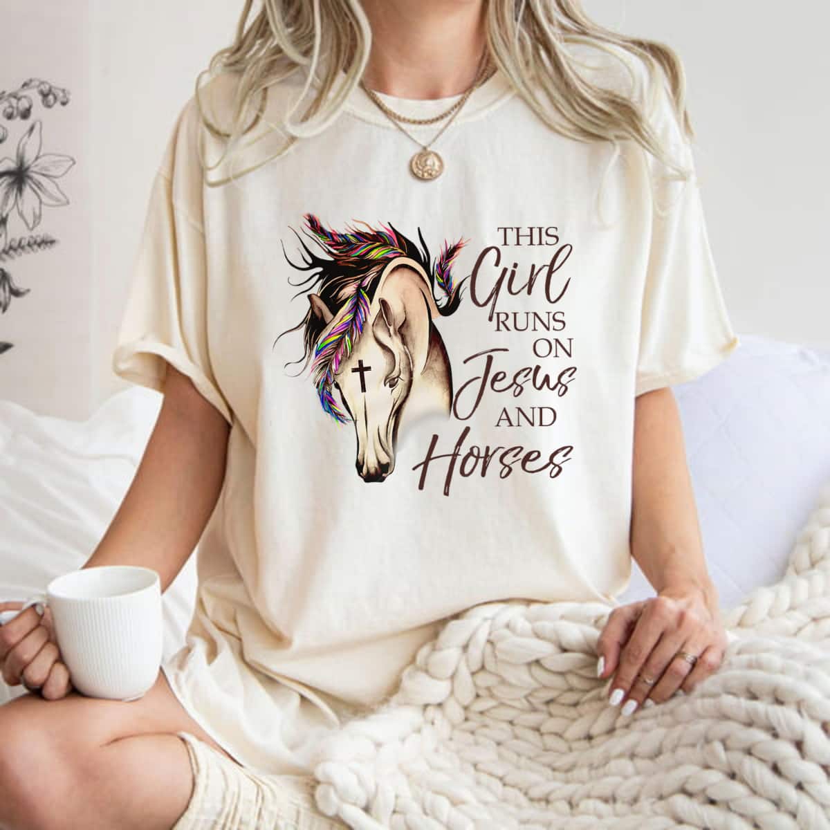 This Girl Runs On Jesus And Horses Christian Horse Lovers T-Shirt Gift This Girl Runs On Jesus And Horses Christian Horse Lovers T-Shirt Gift