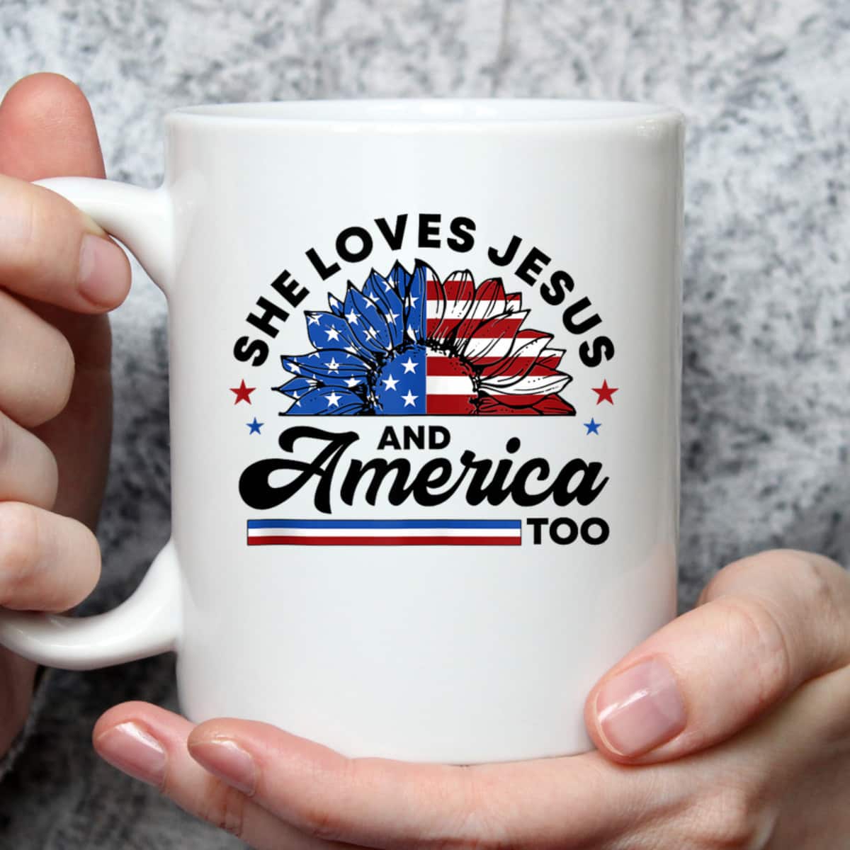 She Loves Jesus And America Too Christian US Flag Sunflower 4th Of July T-Shirt She Loves Jesus And America Too Christian US Flag Sunflower 4th Of July T-Shirt