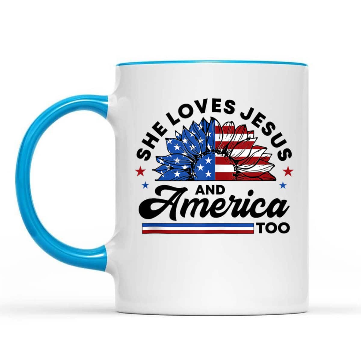She Loves Jesus And America Too Christian US Flag Sunflower 4th Of July T-Shirt She Loves Jesus And America Too Christian US Flag Sunflower 4th Of July T-Shirt