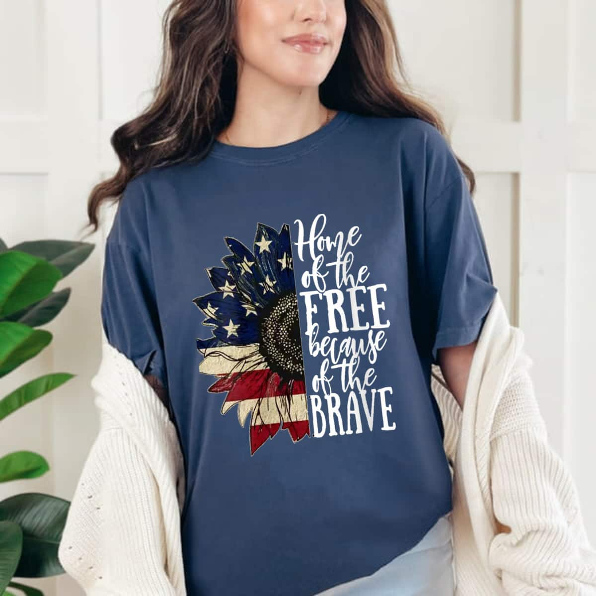 American Flag Patriot Home Of The Free Because Of The Brave July 4th T-Shirt