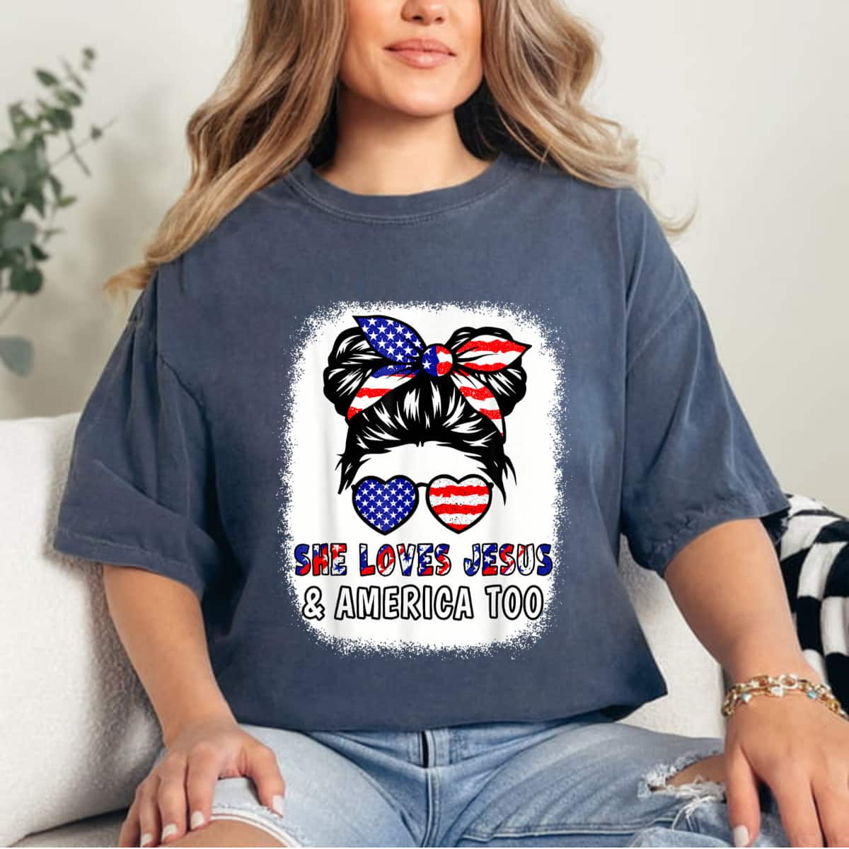 American Flag She Loves Jesus And America Too Christian July 4th T-Shirt American Flag She Loves Jesus And America Too Christian July 4th T-Shirt