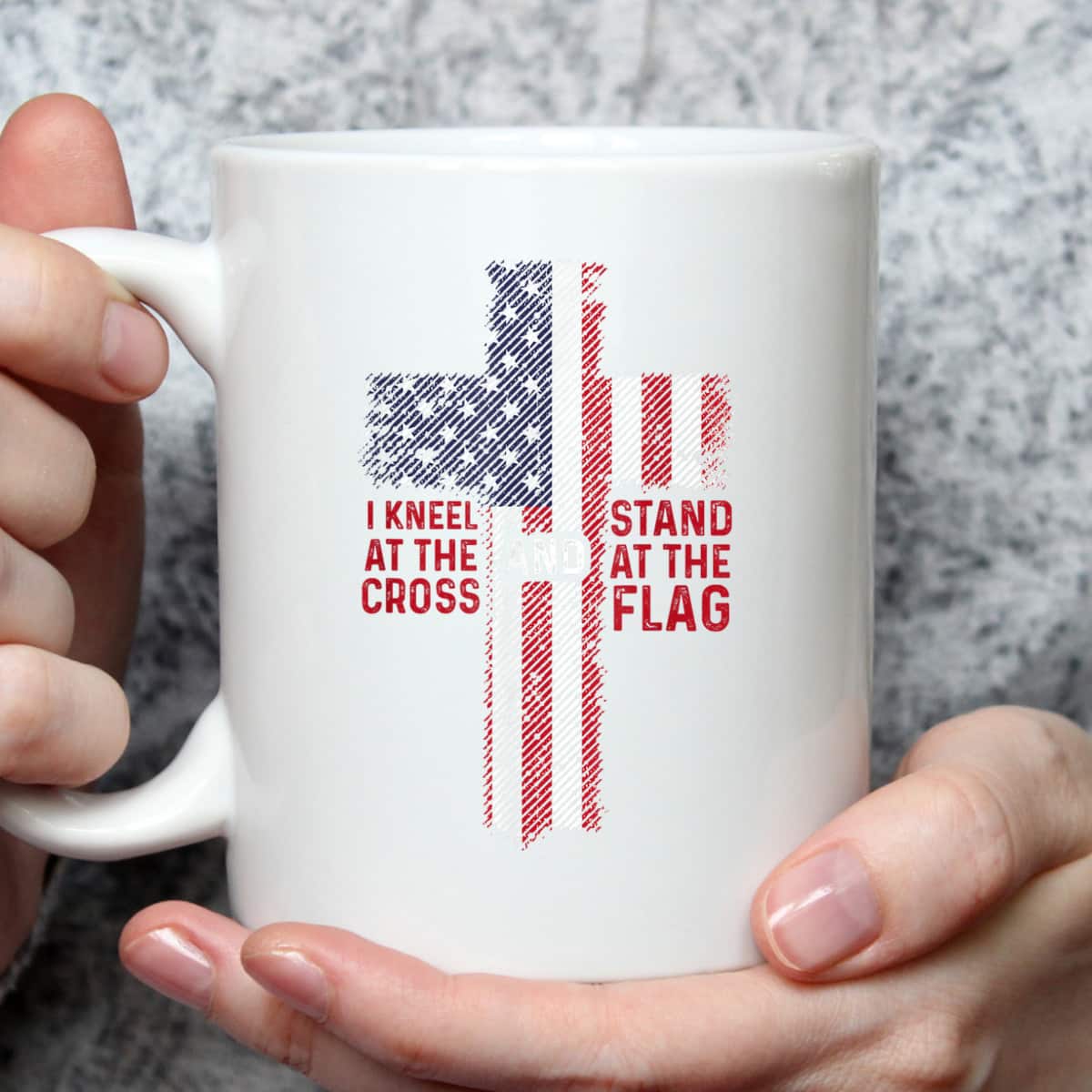 I Kneel At The Cross Stand At The Flag Christian 4th Of July T-Shirt I Kneel At The Cross Stand At The Flag Christian 4th Of July T-Shirt