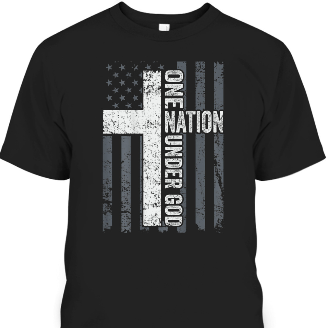 One Nation Under God 4th Of July Independence Day T-Shirt Cross With American USA Flag  One Nation Under God 4th Of July Independence Day T-Shirt Cross With American USA Flag