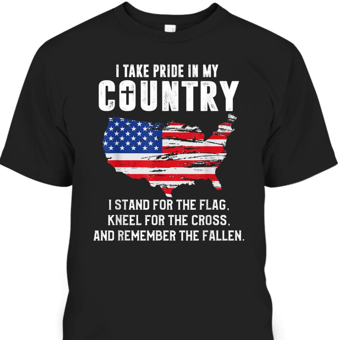 I Stand For The Flag And Kneel For The Cross Religious Veteran Memorial Day T-Shirt