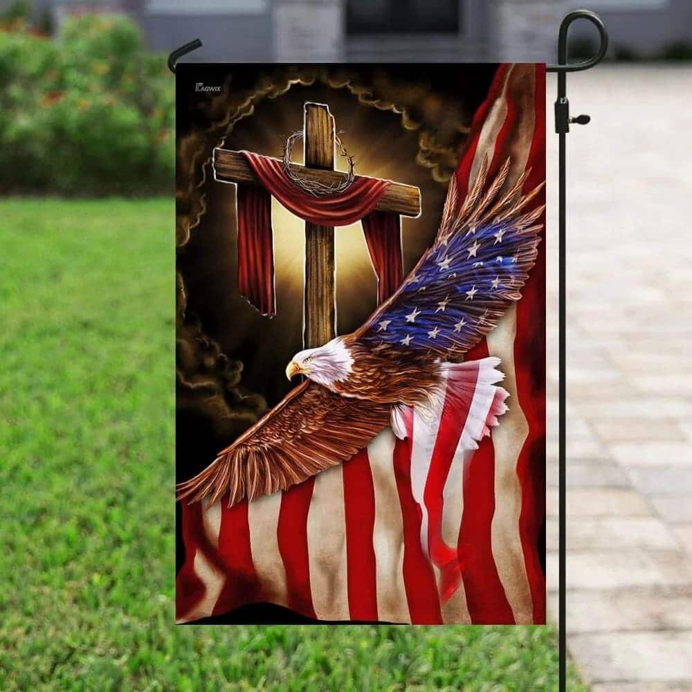 Jesus Christian American Eagle Christian Garden Flag Jesus Christian American Eagle Christian Garden Flag