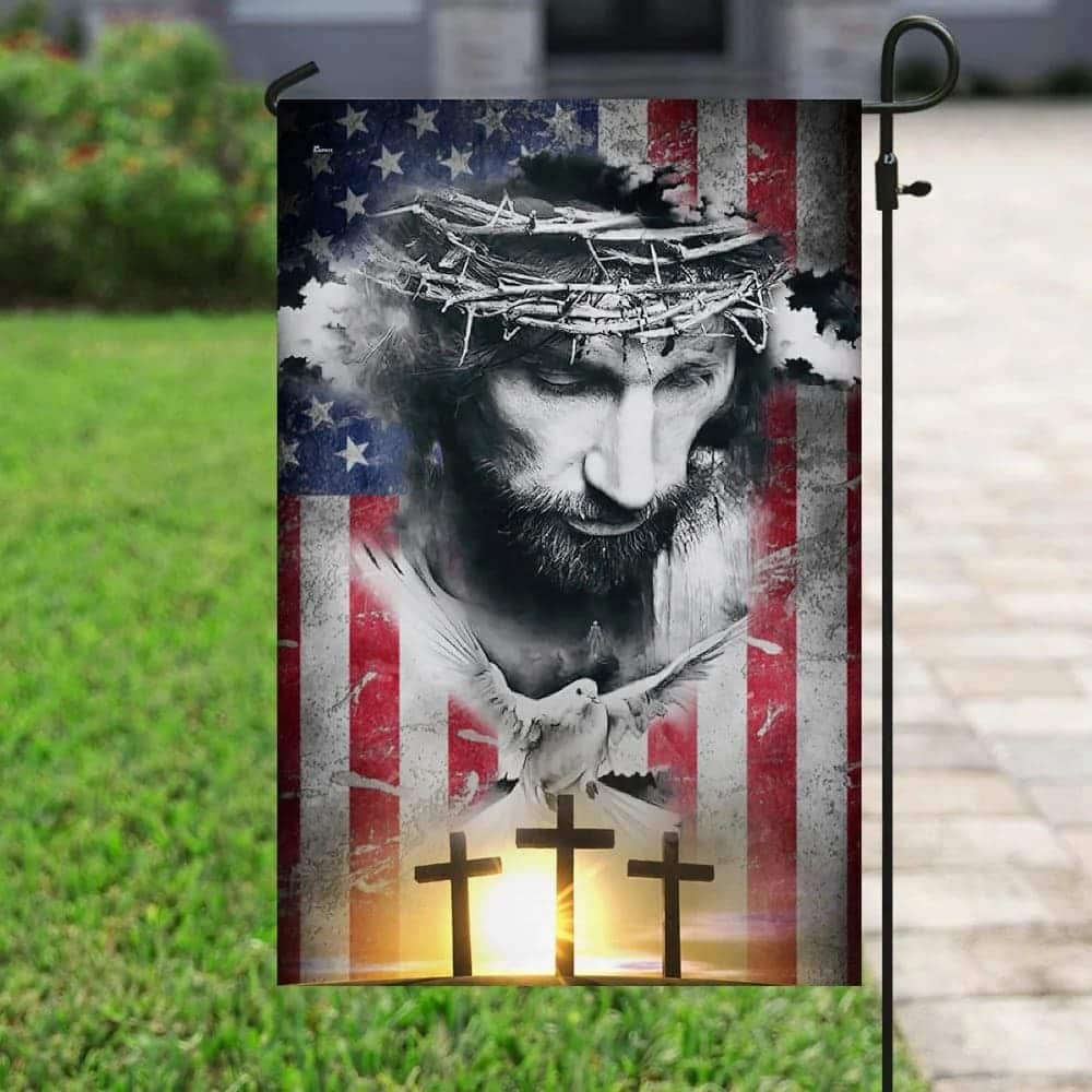 Jesus Christ Bird Cross Christian Garden Flag