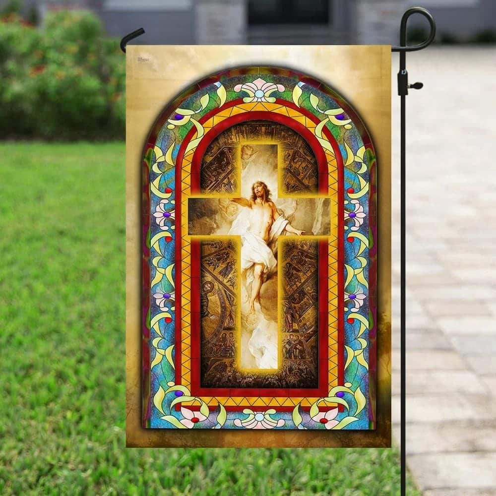 Jesus Christ Cross Christian Religious Garden Flag