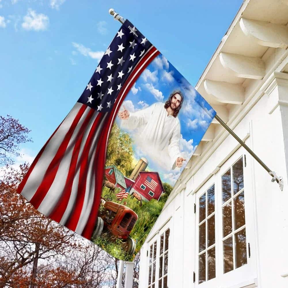 Jesus Christian Farm American US Christian Garden Flag Jesus Christian Farm American US Christian Garden Flag