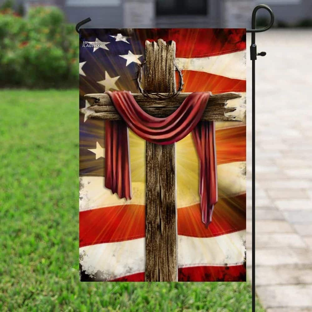 Jesus Christian Cross American Christian American Flag Garden Flag