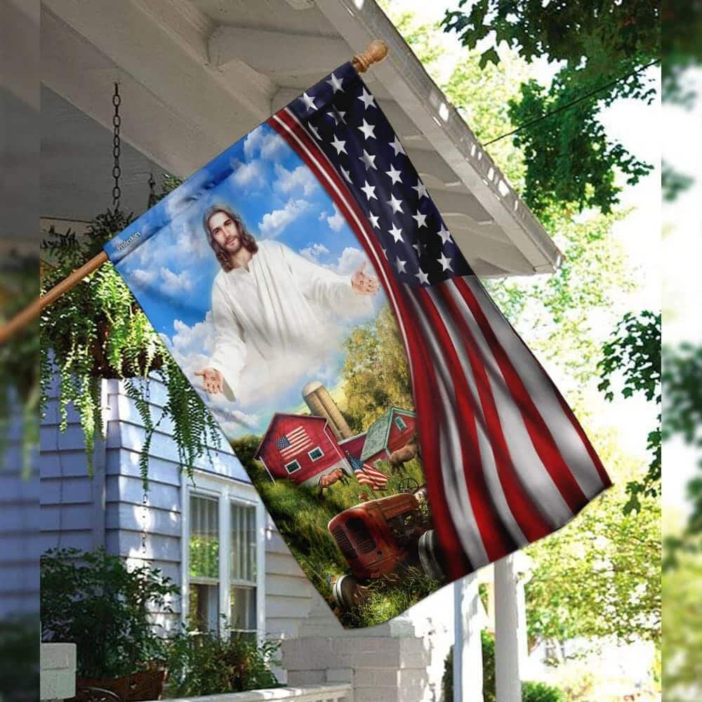 Jesus Christian Farm American US Christian Garden Flag Jesus Christian Farm American US Christian Garden Flag