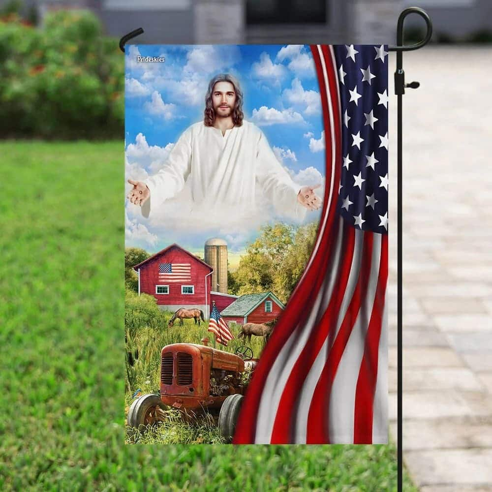 Jesus Christian Farm American US Christian Garden Flag