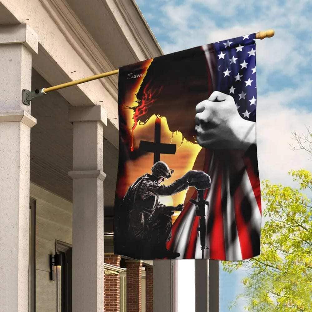 Jesus Christian Veteran American Christian Religious Garden Flag Jesus Christian Veteran American Christian Religious Garden Flag