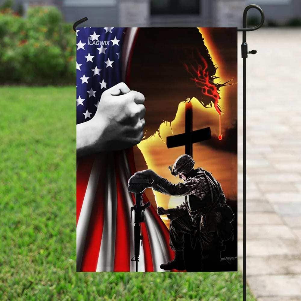 Jesus Christian Veteran American Christian Religious Garden Flag Jesus Christian Veteran American Christian Religious Garden Flag