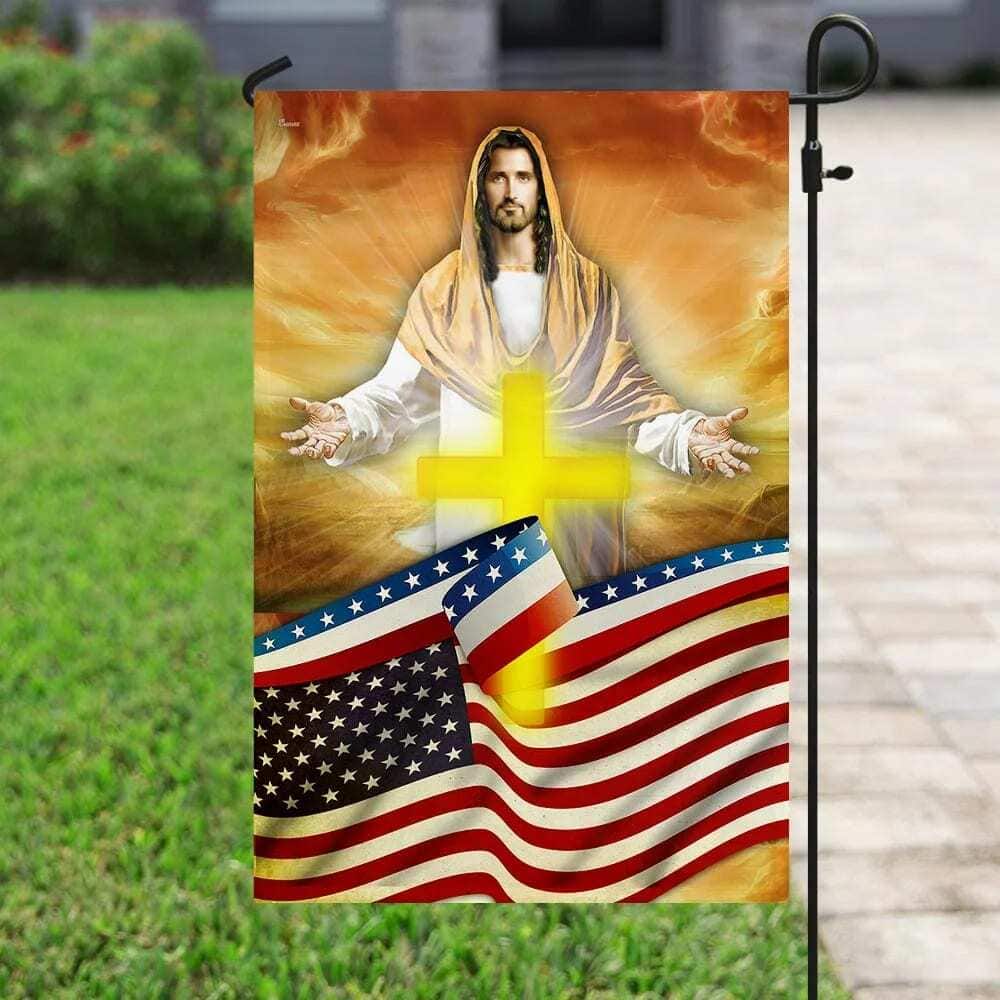 Jesus Cross America Christian Religious Garden Flag Jesus Cross America Christian Religious Garden Flag