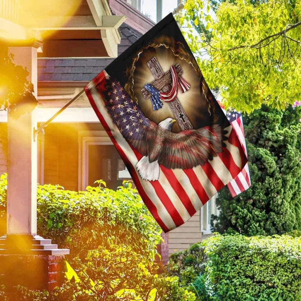 Christian Cross Eagle American Christian Garden Flag Christian Cross Eagle American Christian Garden Flag