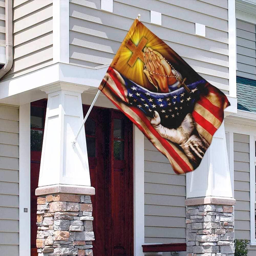 Christian Jesus American US And Cross Garden Flag Christian Jesus American US And Cross Garden Flag