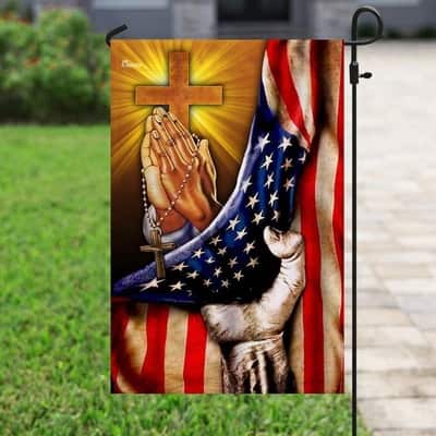 Christian Jesus American US And Cross Garden Flag