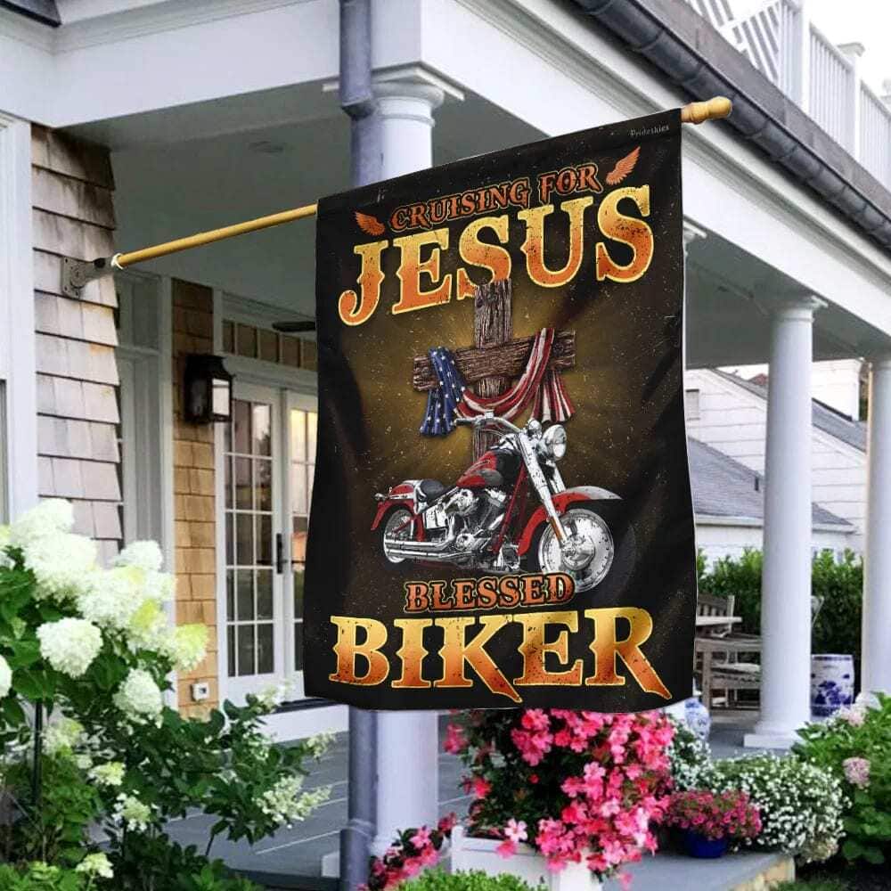 Cruising For Jesus Blessed Biker Christian Garden Flag Cruising For Jesus Blessed Biker Christian Garden Flag