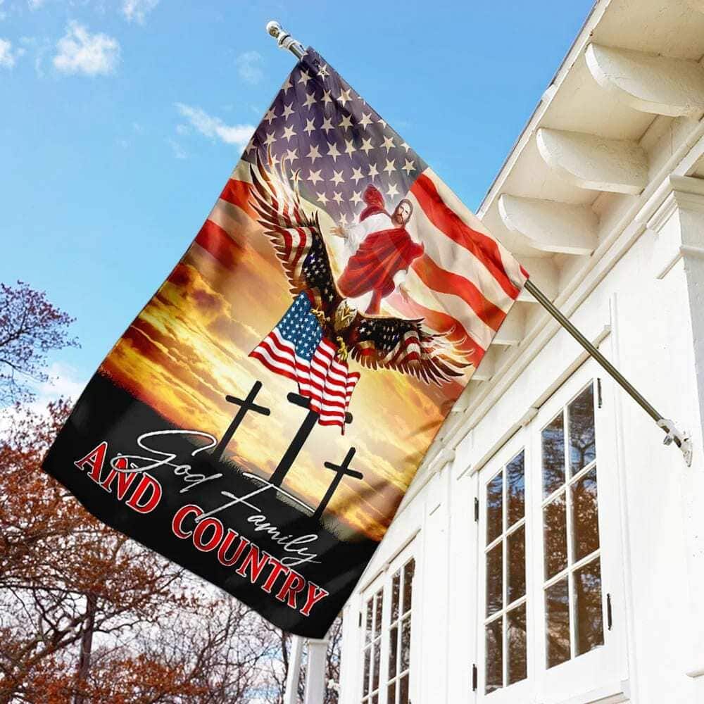 Eagle And Jesus Jesus God Family And Country Christian Garden Flag Eagle And Jesus Jesus God Family And Country Christian Garden Flag