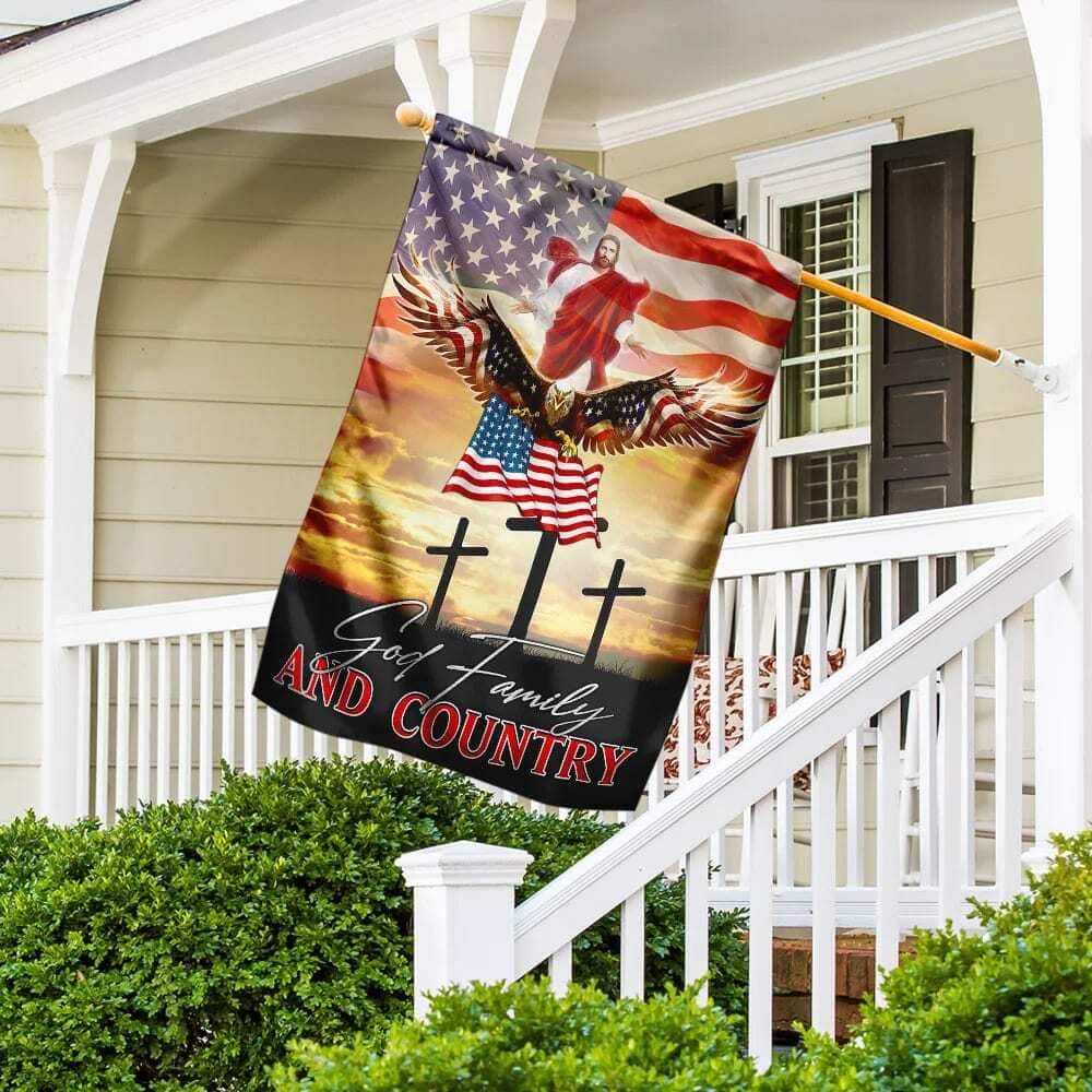 Eagle And Jesus Jesus God Family And Country Christian Garden Flag Eagle And Jesus Jesus God Family And Country Christian Garden Flag