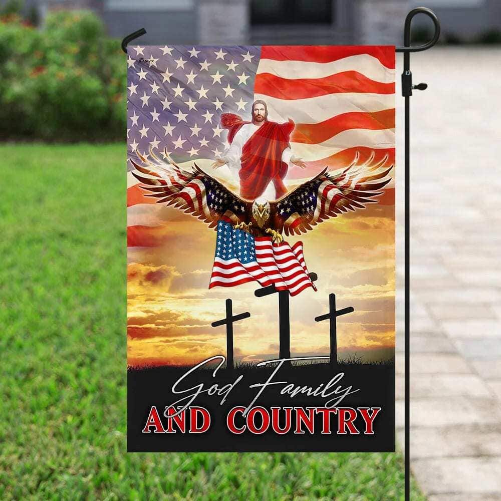 Eagle And Jesus Jesus God Family And Country Christian Garden Flag Eagle And Jesus Jesus God Family And Country Christian Garden Flag