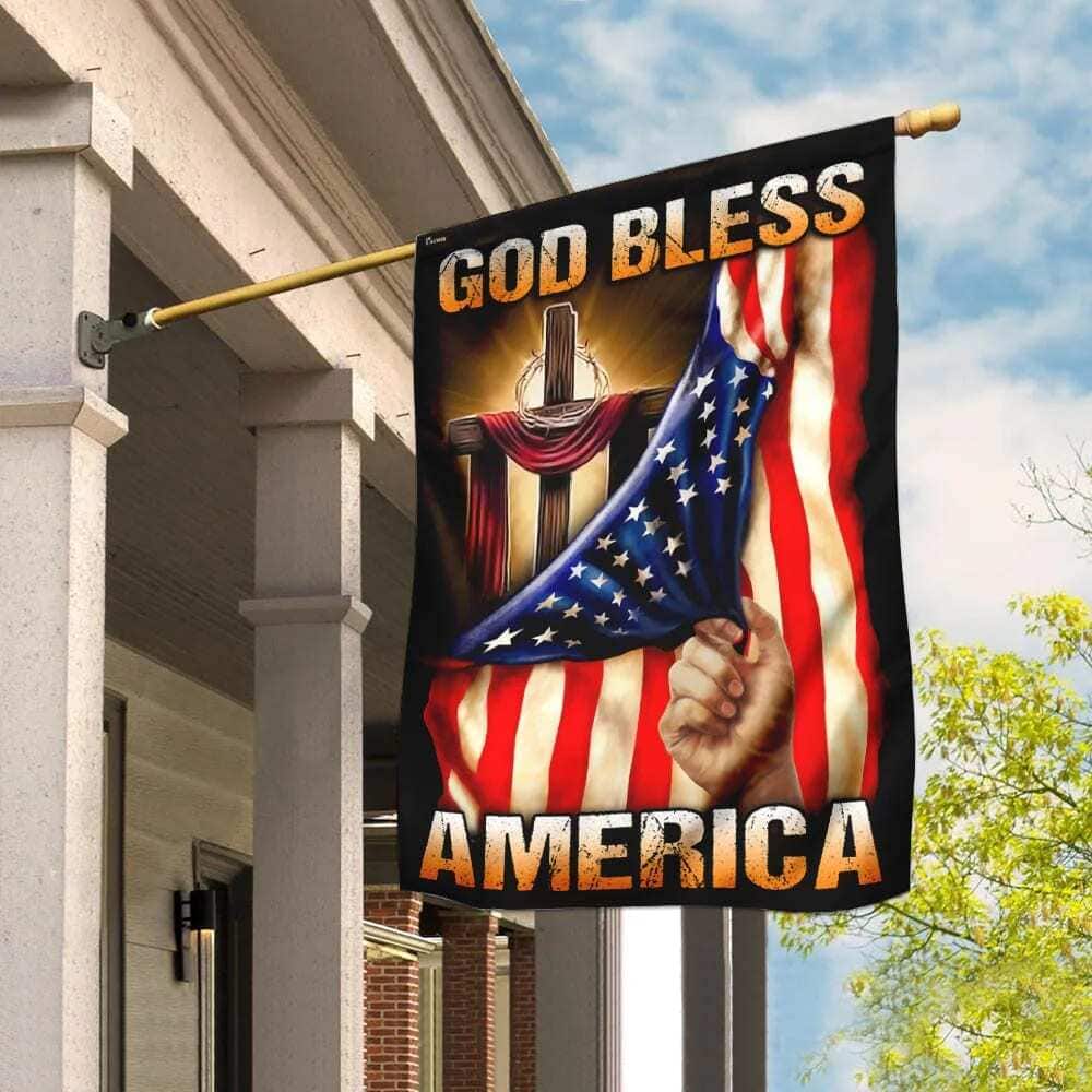 God Bless America Christian Cross Christian Garden Flag God Bless America Christian Cross Christian Garden Flag