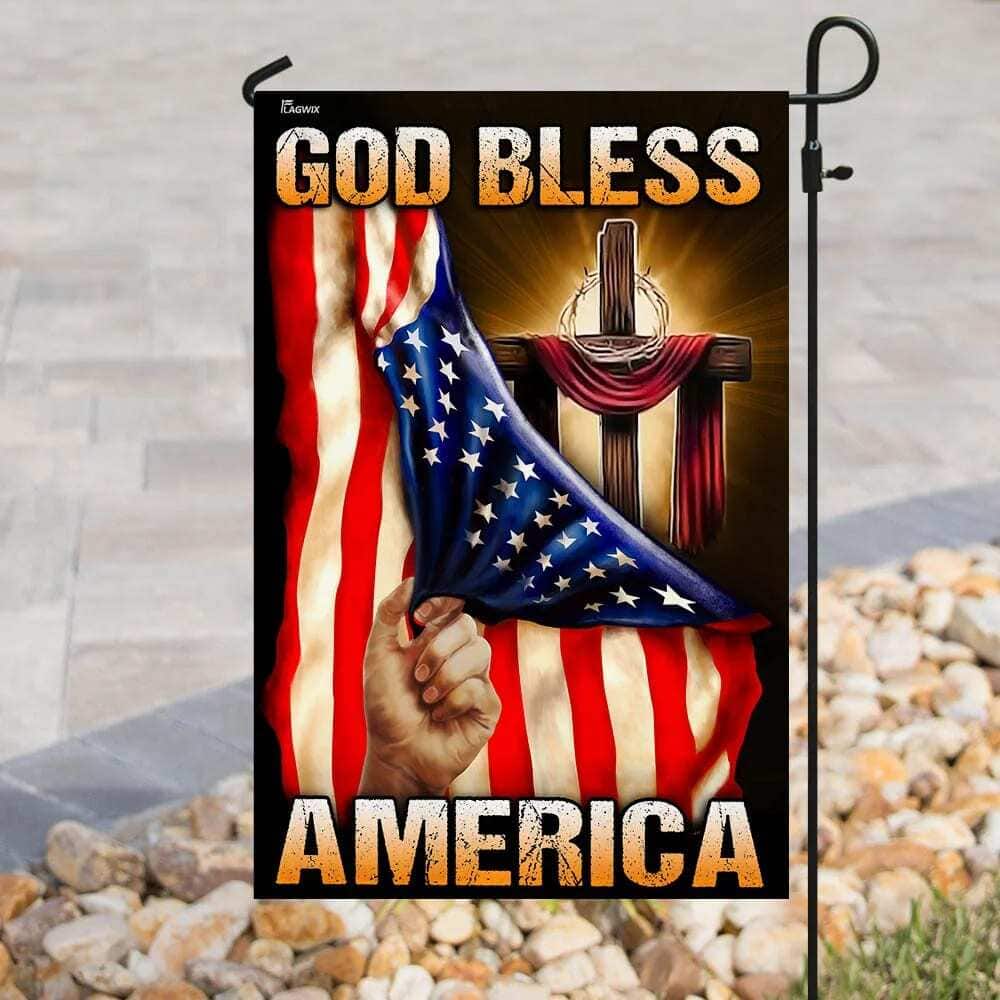 God Bless America Christian Cross Christian Garden Flag God Bless America Christian Cross Christian Garden Flag
