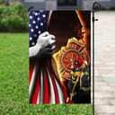 Firefighter Jesus Christian American Christian Garden Flag