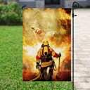 Firefighter God Jesus Christian Garden Flag