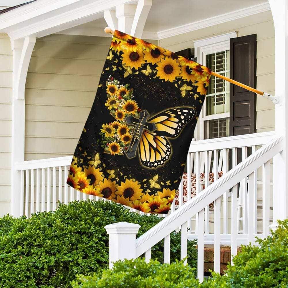 Faith Christian Cross Butterfly Christian Garden Flag Faith Christian Cross Butterfly Christian Garden Flag