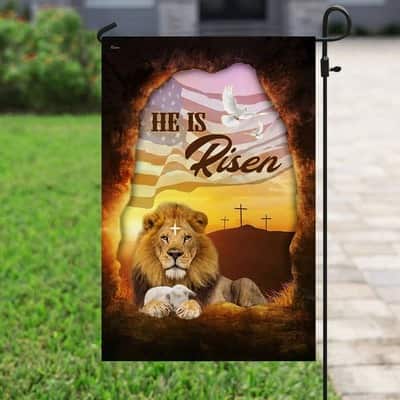 He Is Risen Jesus Christ Lion And Lamb Christian Garden Flag
