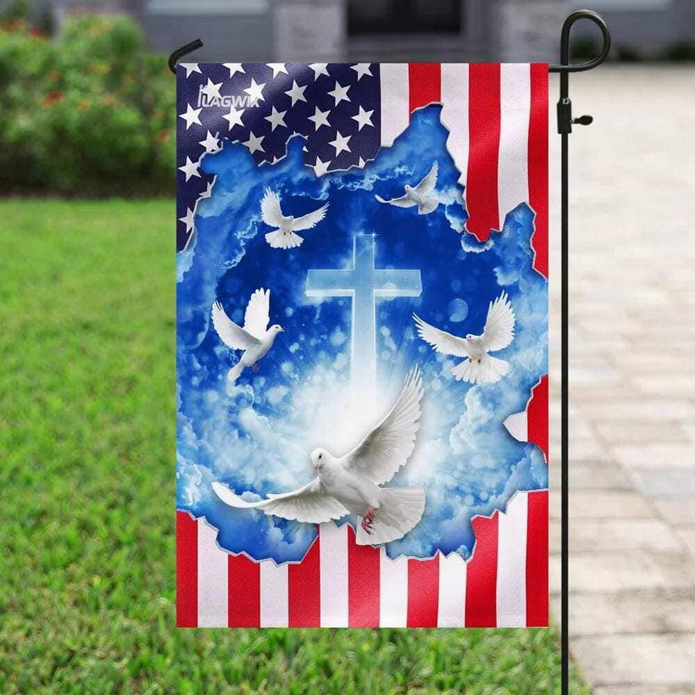 God Jesus Christian Cross American Christian Garden Flag