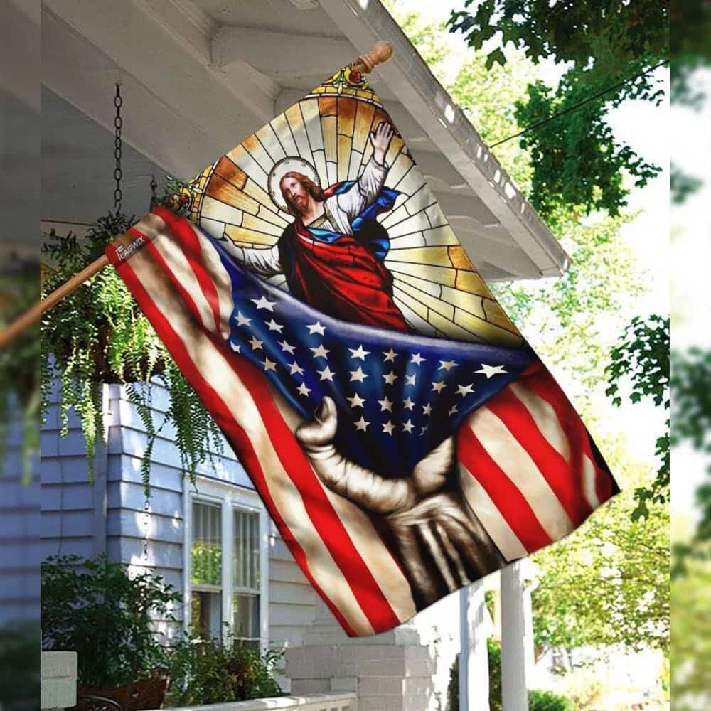 God Jesus Christian American Christian Garden Flag God Jesus Christian American Christian Garden Flag