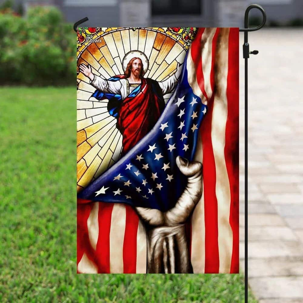 God Jesus Christian American Christian Garden Flag