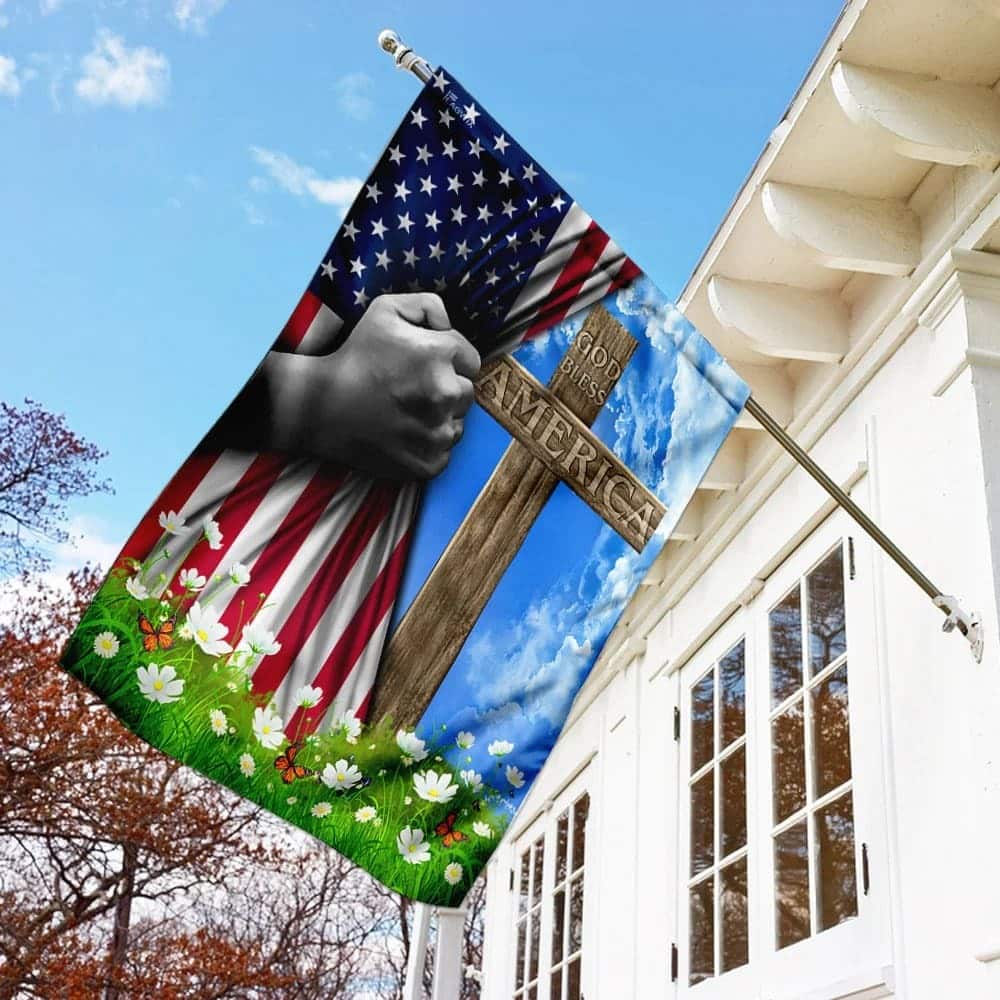 God Bless America Christian Cross US Christian Garden Flag God Bless America Christian Cross US Christian Garden Flag