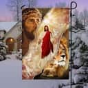 Jesus And Lion One Nation Under God Christian Garden Flag