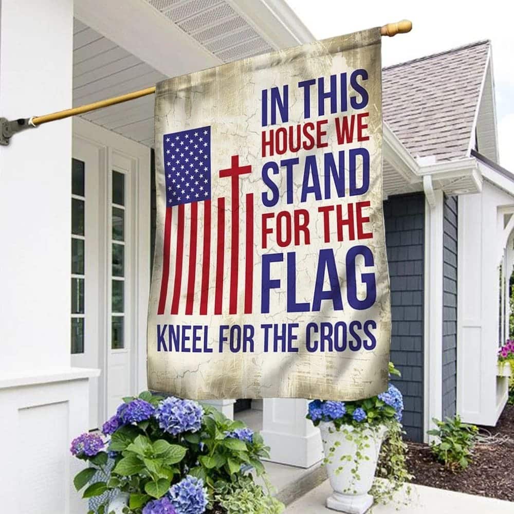 In This We Kneel For The Cross Christian Garden Flag In This We Kneel For The Cross Christian Garden Flag